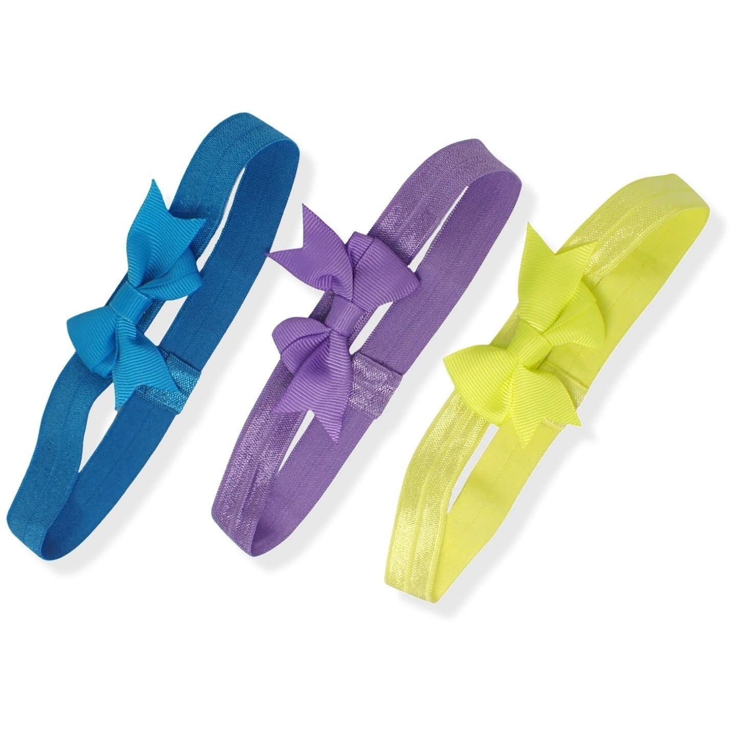 3pc Baby Headband w/ Baby Bows Cute Shiny Elastic Head Band Girls Hair Head Band Baby Accessories for Newborn Baby Head Band Toddler Hair Accessories