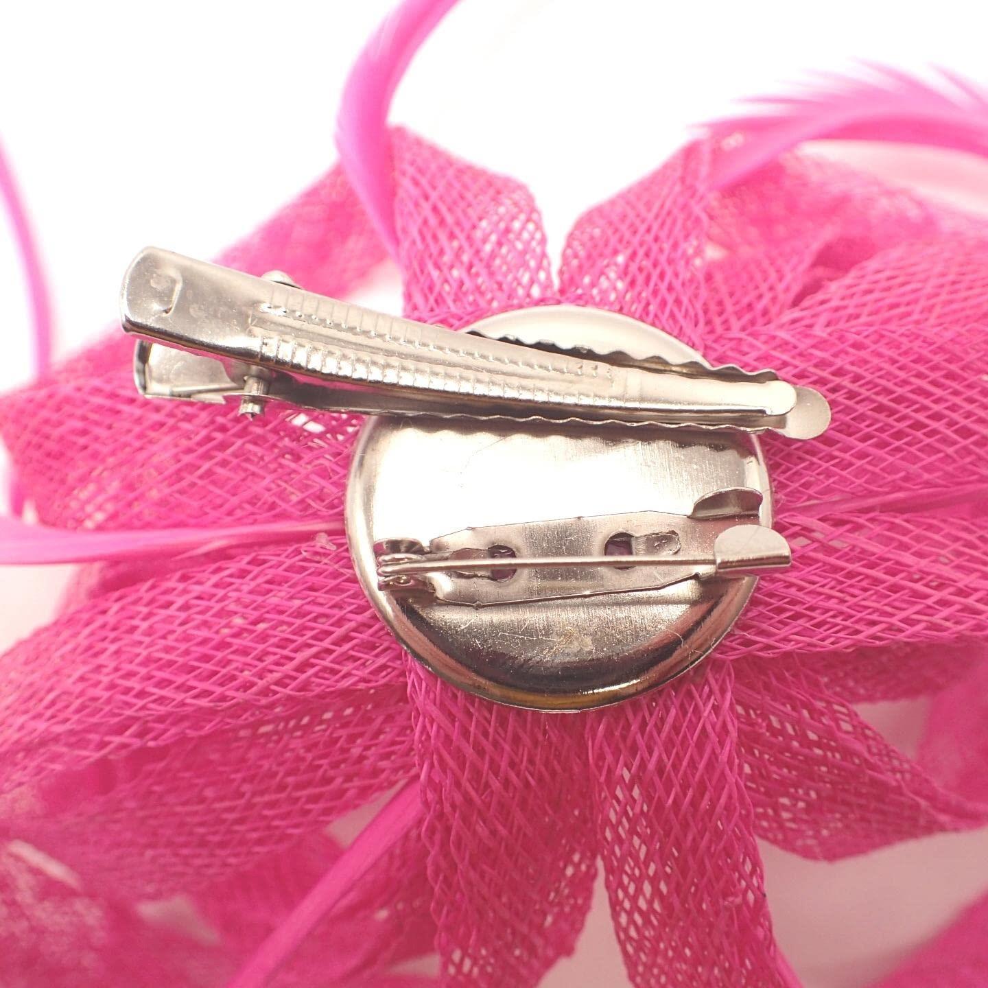 Fascinator Flower Hair Clip Flower Hair Clips Wedding Fascinator Looped Hessian Sinamay Fabric Feathers Fascinators On Brooch Pin & Clip For Girls, Women, Ladies