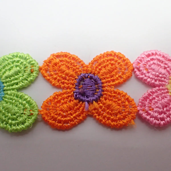 Knitted Hippy Elastic Headbands for Women & Girls, 70s Party Flower Power Stretchy Headband, Colourful Crocheted Daisy Crown Headband for Ladies