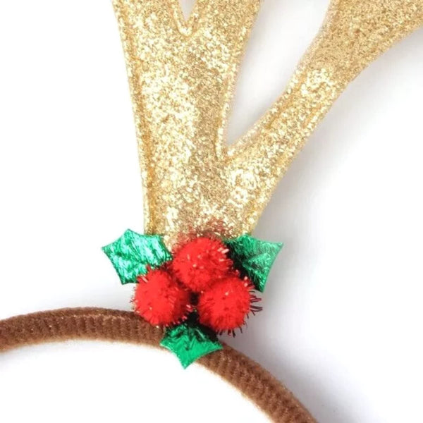 Christmas Headbands for Adults & Kids, Reindeer Christmas Hat - Deer Horns Antlers Santa Hat & Rudolph Red Nose Reindeer, Christmas Head Accessories, Christmas Hats Adult