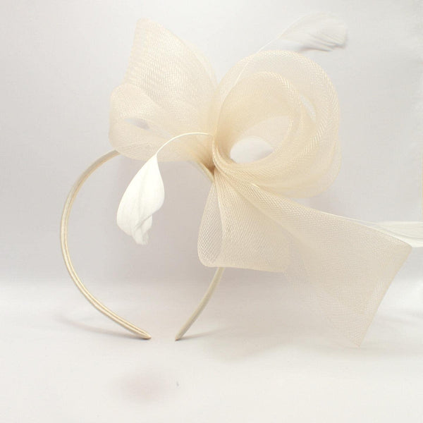 Looped Net & Feather Fascinator Headband Hair Band Fascinators Fascinator Hats