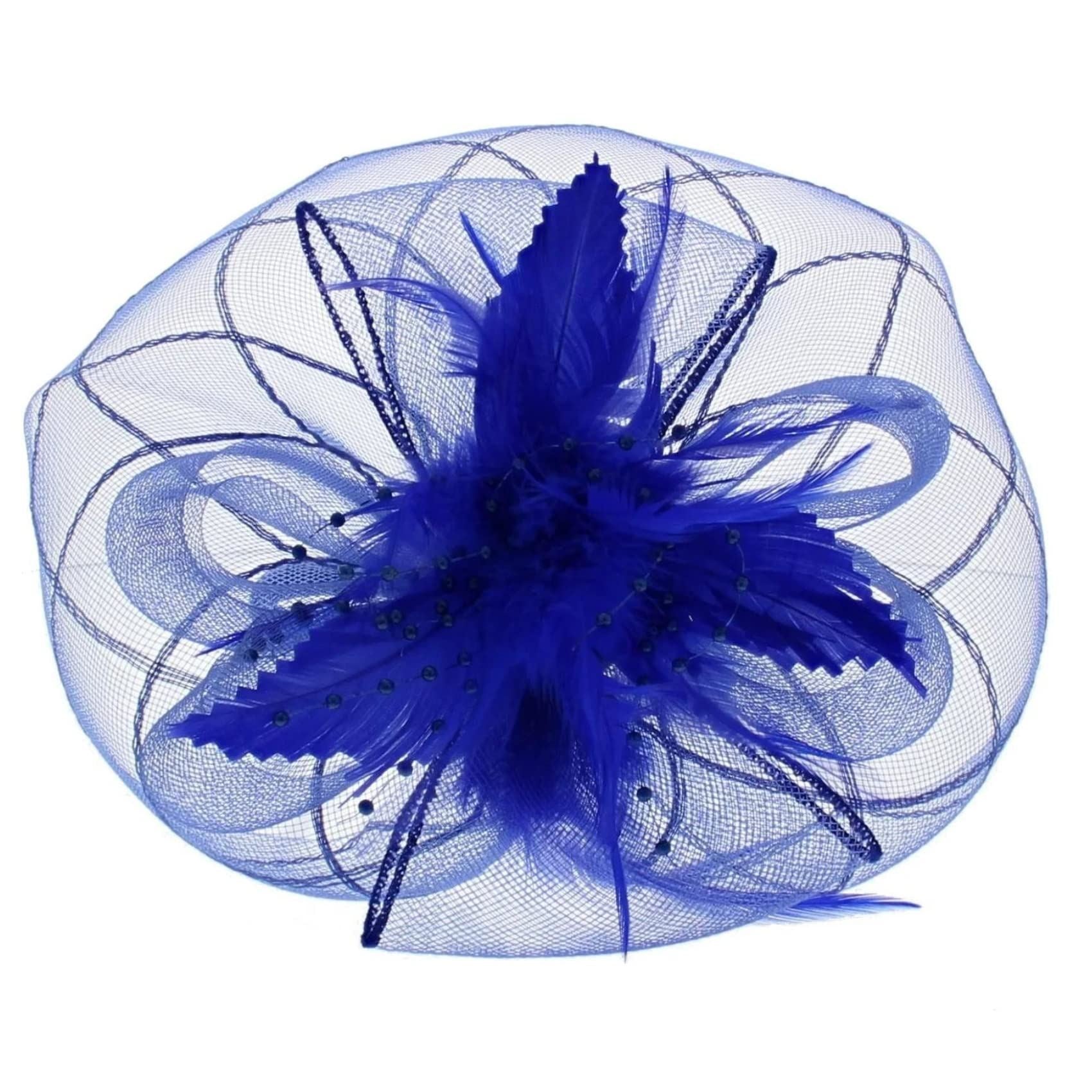 Fascinator on Concord Beak Clip or Aliceband Looped Net & Feather & Beads Fascinator Headband Hair Band Fascinators Hats Wedding Hats Royal Ascot Hats On Aliceband