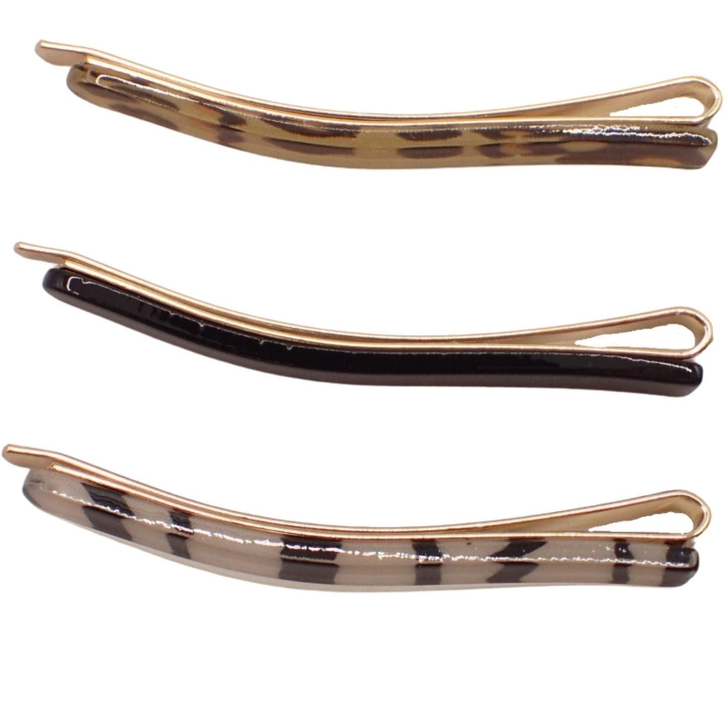 Pack of 3 Cute Assorted Acrylic Covered Hair Grips, Bobby Pins, Kirby Grips For Bridal Hair, Prom & Other Occasions, Fun & Funky Hair Accessories for Women and Girls