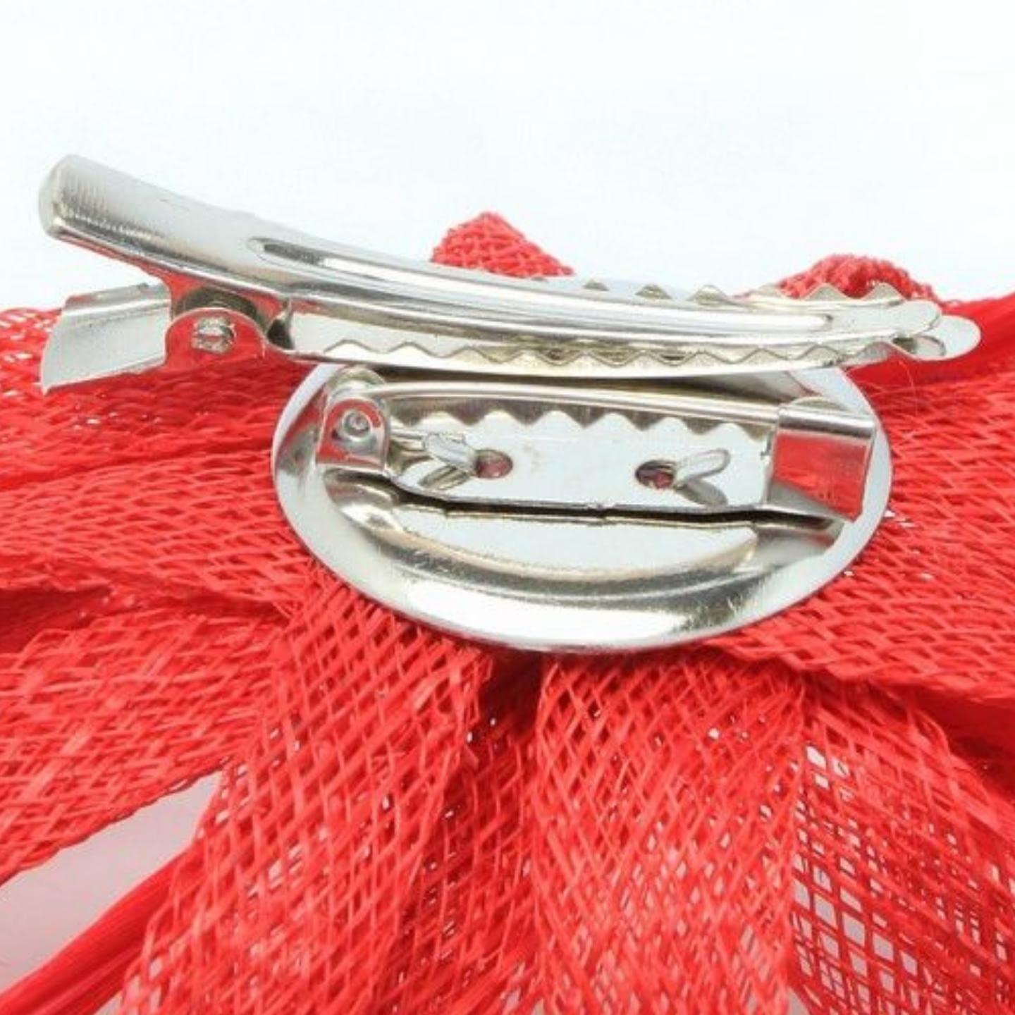 Fascinator Flower Hair Clip Flower Hair Clips Wedding Fascinator Looped Hessian Sinamay Fabric Feathers Fascinators On Brooch Pin & Clip For Girls, Women, Ladies