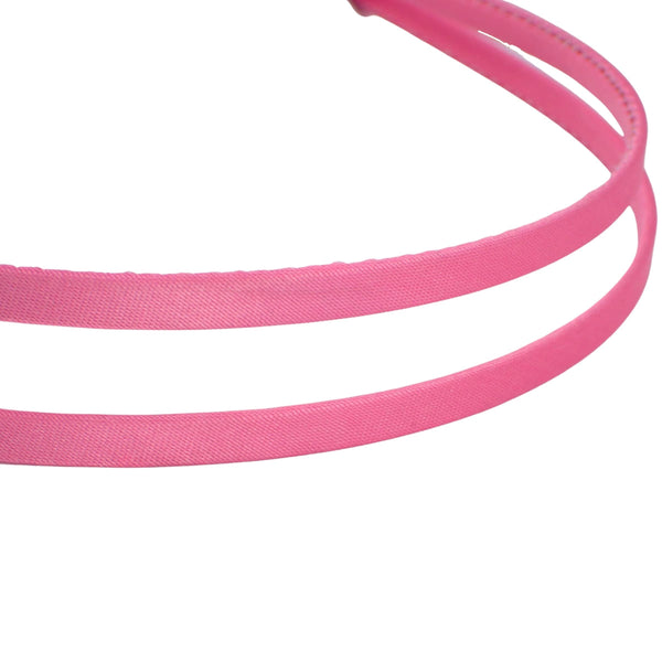 2pc Thin Satin Covered Metal Headbands Hair Bands Alice Bands Ribbon Wrapped Hairbands Head Bands Adult Women Girls Black White Pink Fuchsia
