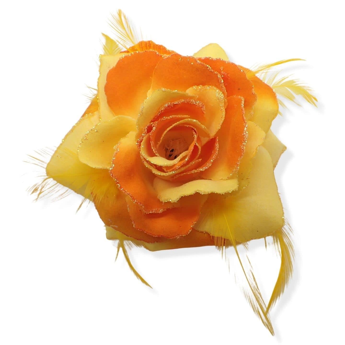 Rose Flower Hair Clip Hairband Floral Corsage Fascinator Hair Band Aligator Beak Grip for Women & Girls Wedding Prom Party Special Occasion