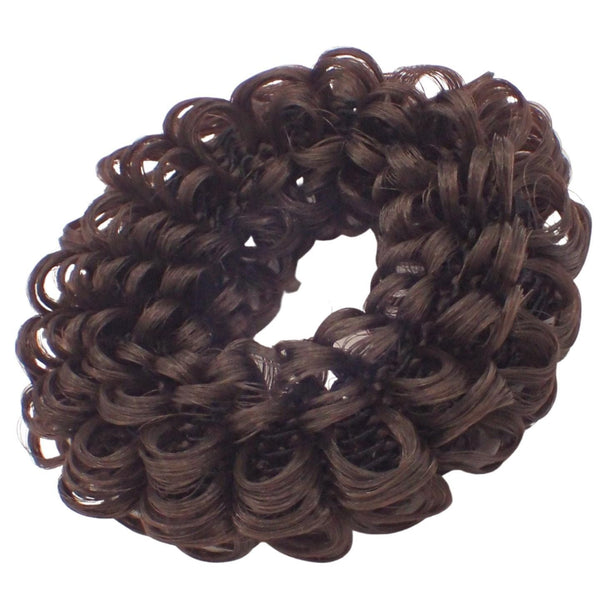 2pcs Synthetic Hair Scrunchie Bun Cover, Faux Curly Hair Bun Maker Scrunchy, Realistic Natural Hair Bands for Women & Girls, Perfect for School or Work