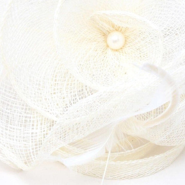 Rose Flower Headband Fascinator Hat Hair Fascinator Headband Wedding Fascinators Bridal Hats Ascot Fascinators On Aliceband With Pearl Bead Centre For Women, Ladies, Girls