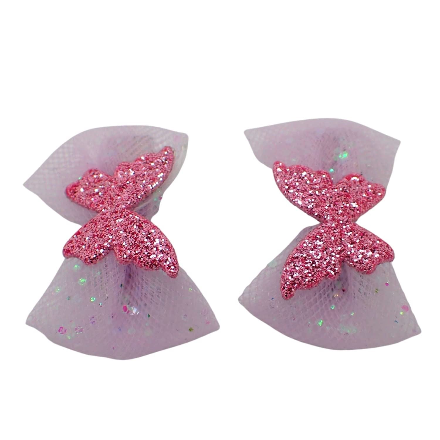 2pc Small Glitter Butterfly Bows Hair Clips 3cm Back to School small Hair Accessories mini hair clips for Girls & Women Hair Accessories for Girls Hair Clip for Girls