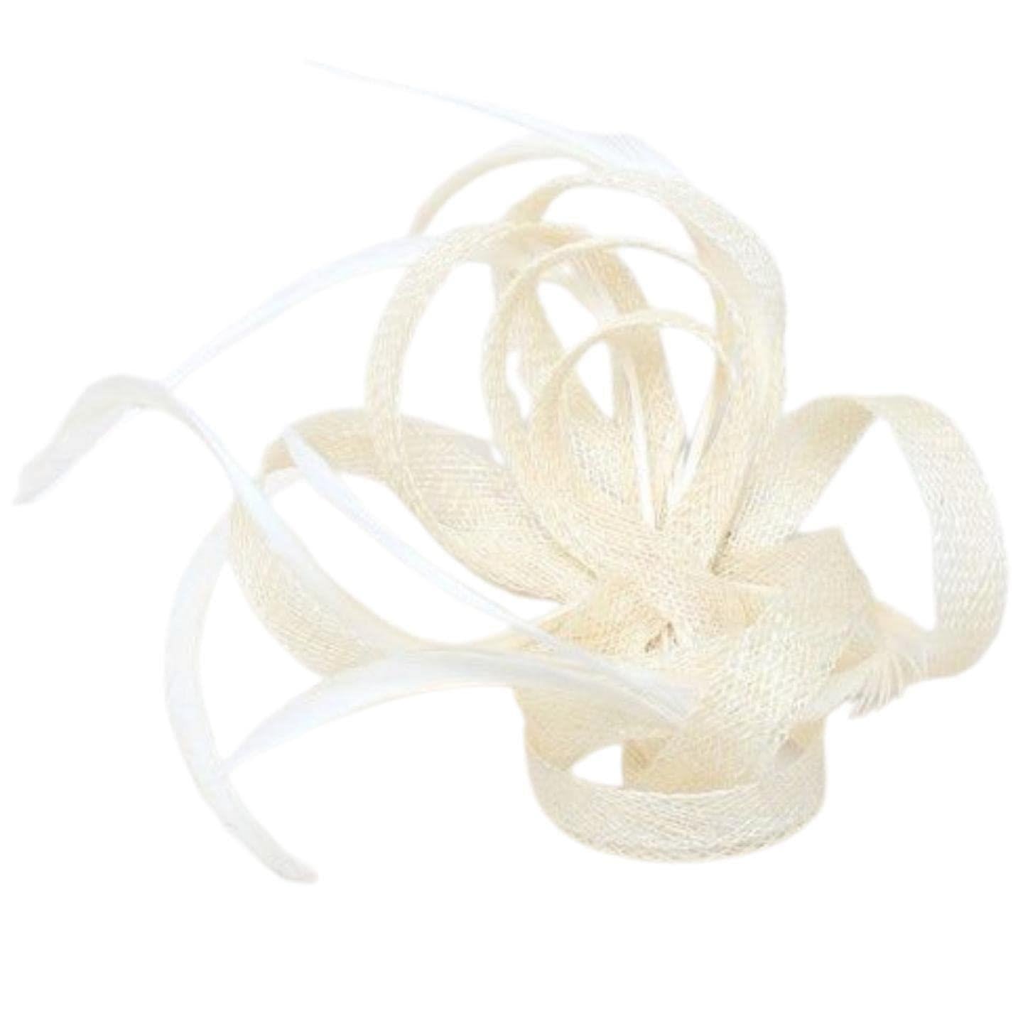 Fascinator Flower Hair Clip Flower Hair Clips Wedding Fascinator Looped Hessian Sinamay Fabric Feathers Fascinators On Brooch Pin & Clip For Girls, Women, Ladies