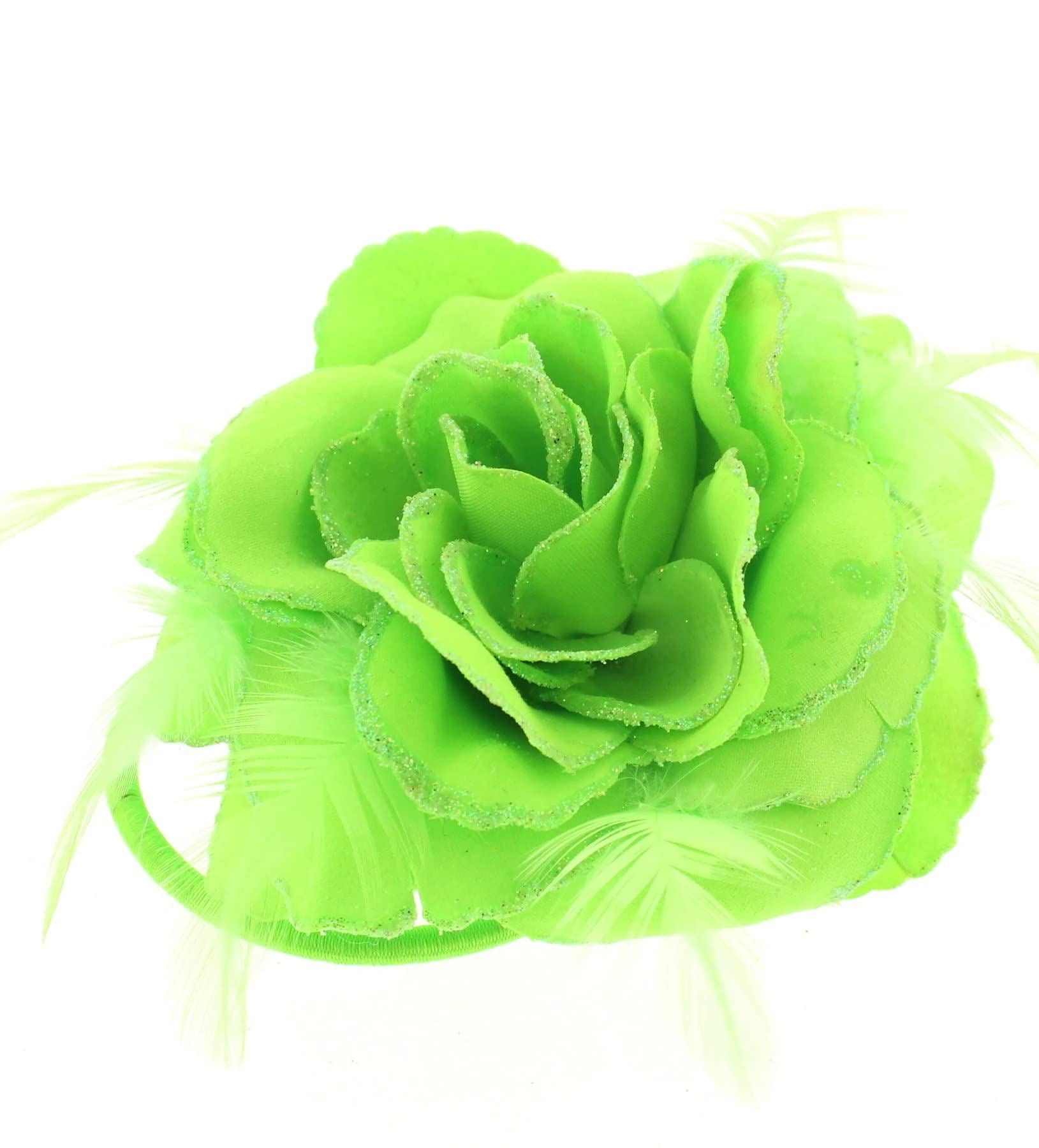 Rose Flower Hair Clip Hairband Floral Corsage Fascinator Hair Band Aligator Beak Grip for Women & Girls Wedding Prom Party Special Occasion
