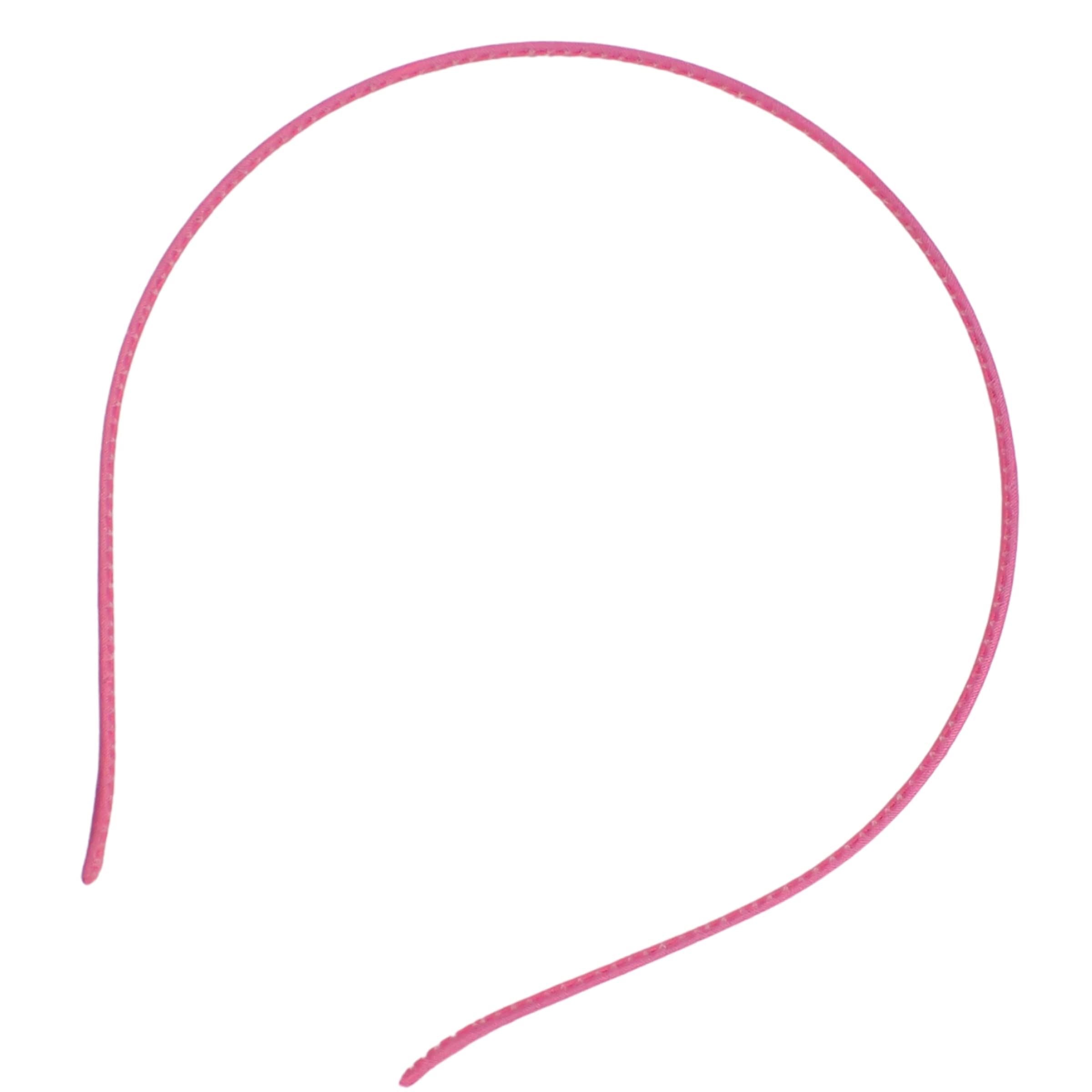 2pc Thin Satin Covered Metal Headbands Hair Bands Alice Bands Ribbon Wrapped Hairbands Head Bands Adult Women Girls Black White Pink Fuchsia