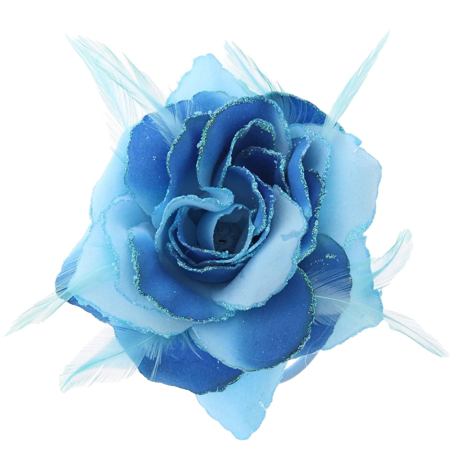 Rose Flower Hair Clip Hairband Floral Corsage Fascinator Hair Band Aligator Beak Grip for Women & Girls Wedding Prom Party Special Occasion