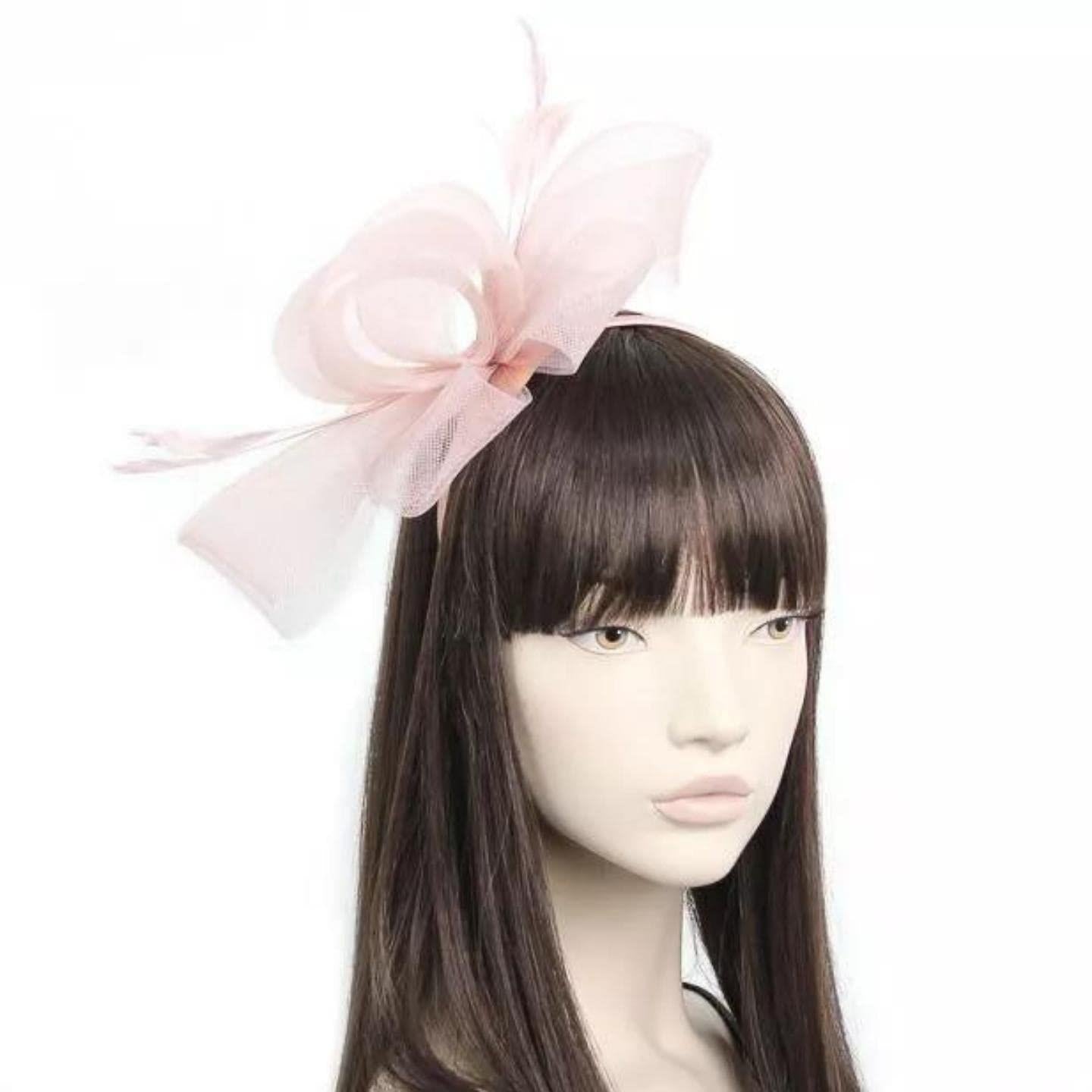 Looped Net & Feather Fascinator Headband Hair Band Fascinators Fascinator Hats