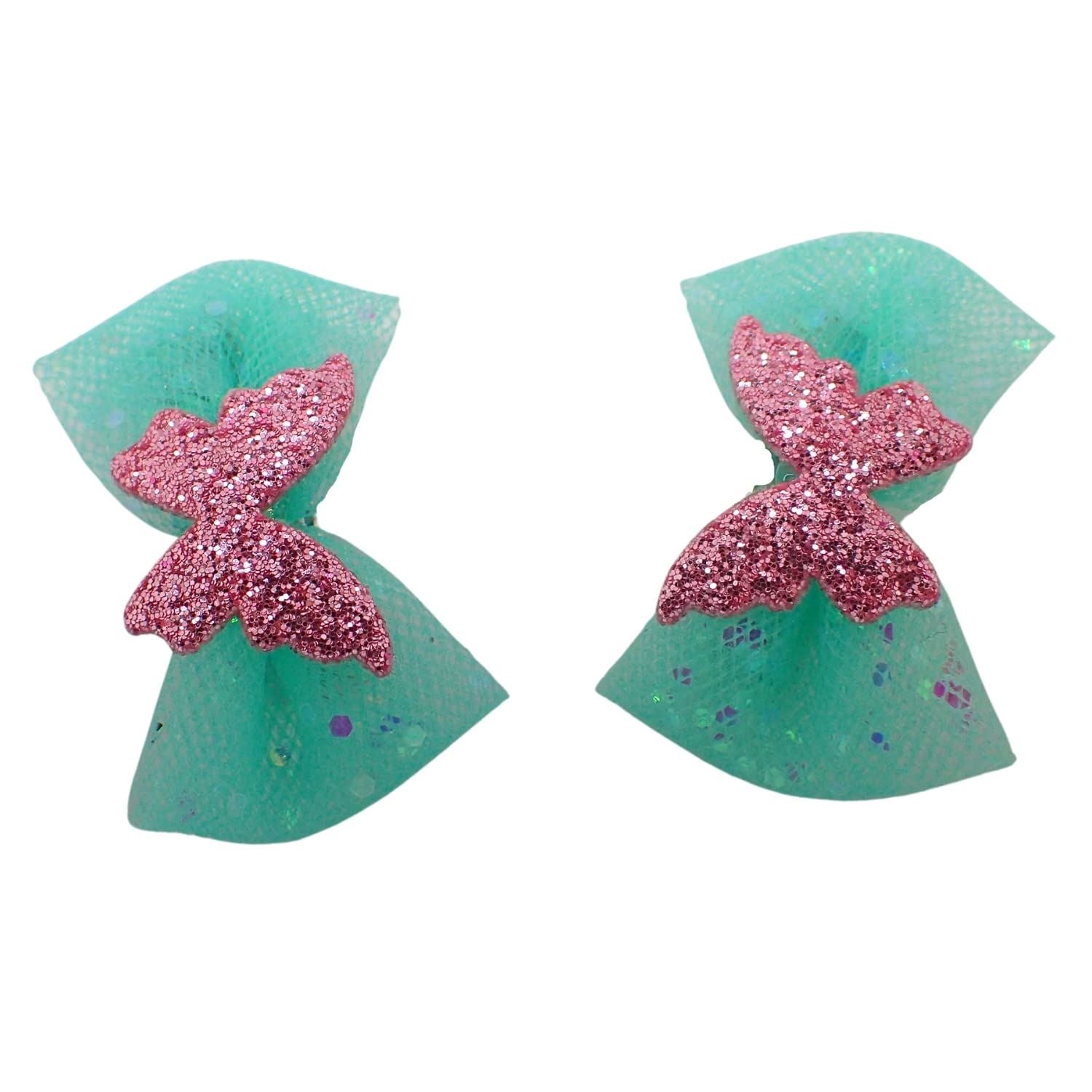 2pc Small Glitter Butterfly Bows Hair Clips 3cm Back to School small Hair Accessories mini hair clips for Girls & Women Hair Accessories for Girls Hair Clip for Girls