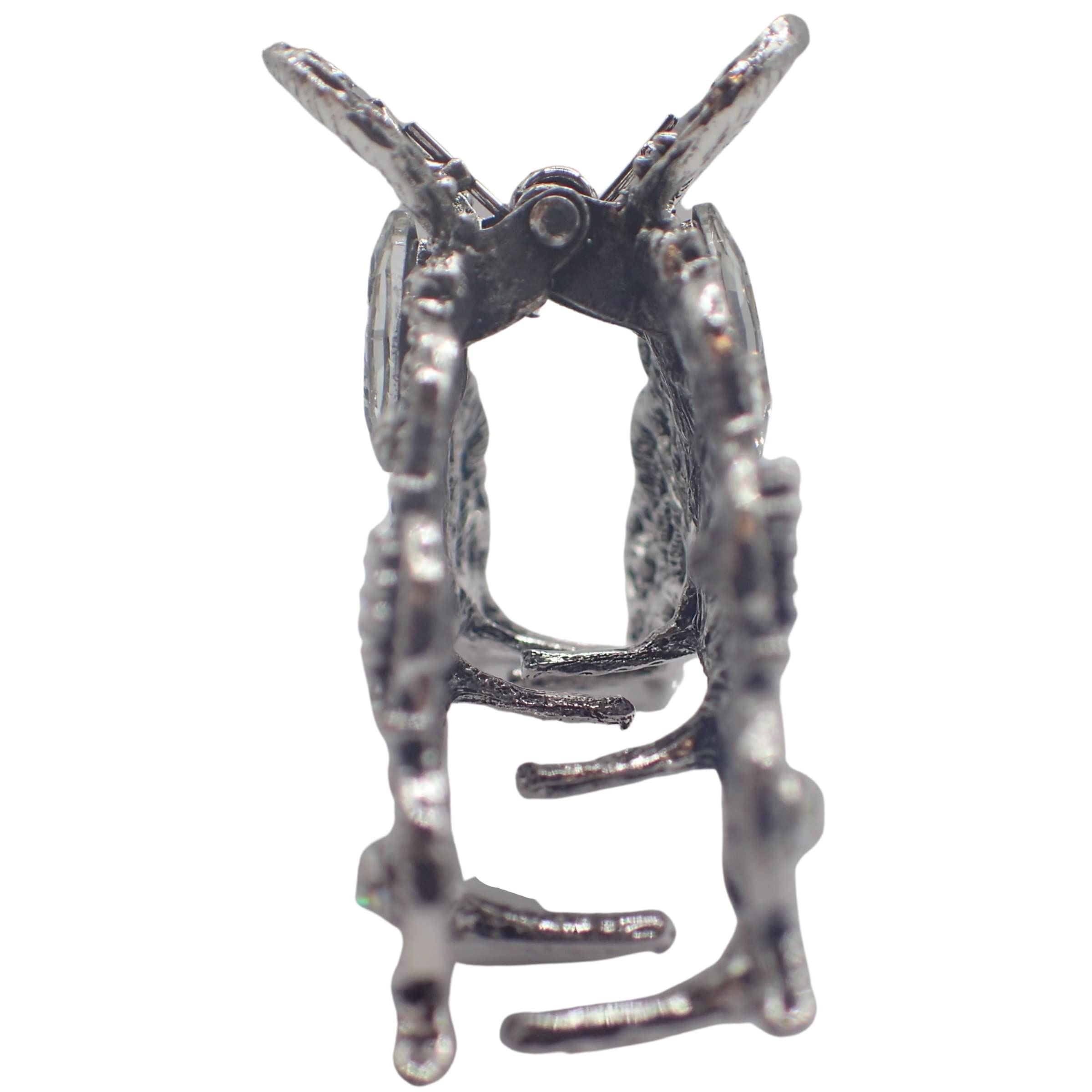 Vintage Hair Claw Clips Metal Flower Butterfly Bulldog Grips Silver Gold Women Girls Wedding Bridal Sparkly Clamp Jaw Rhinestone Gems (Silver Filigree Butterfly 5cm 2")