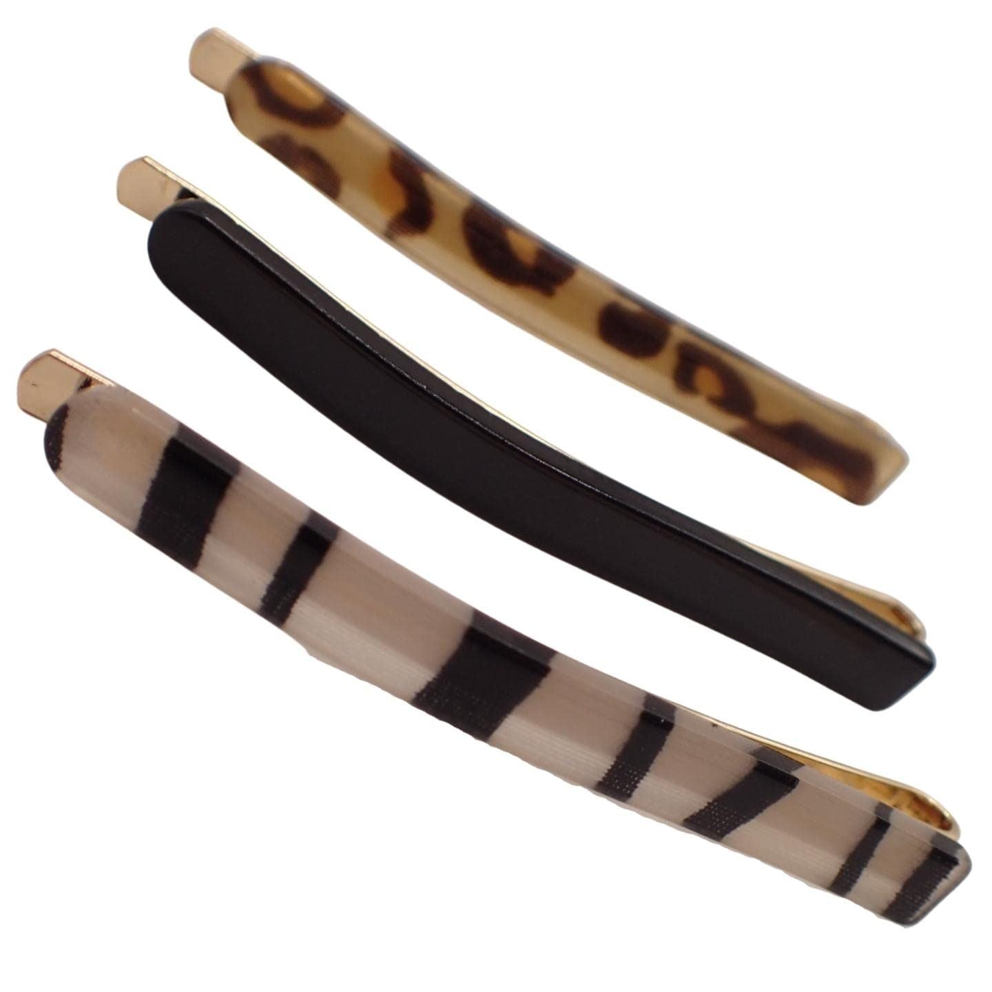 Pack of 3 Cute Assorted Acrylic Covered Hair Grips, Bobby Pins, Kirby Grips For Bridal Hair, Prom & Other Occasions, Fun & Funky Hair Accessories for Women and Girls