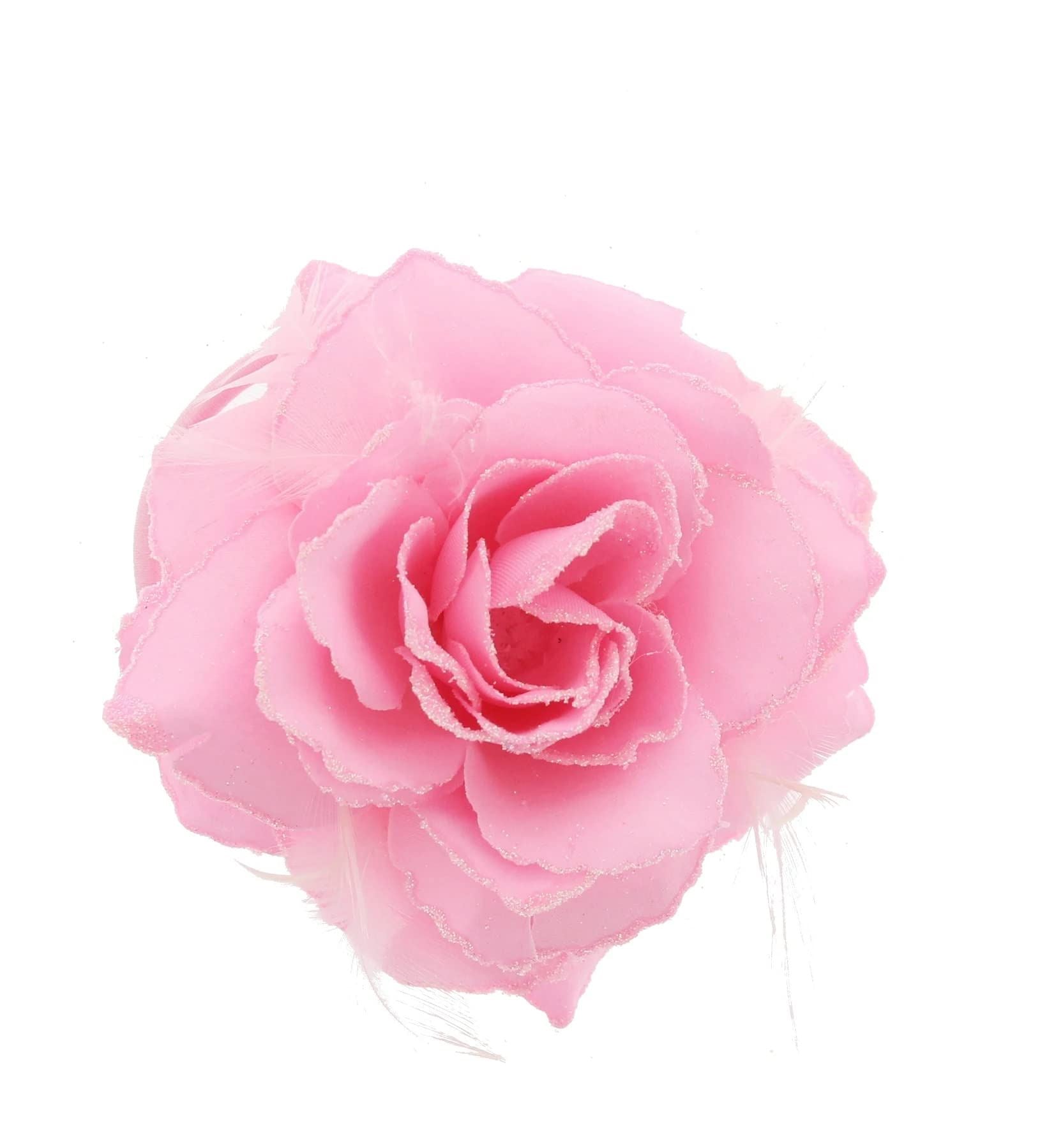 Rose Flower Hair Clip Hairband Brooch Safety Pin Hairpin Floral Corsage Fascinator Hair Band Aligator Beak Grip for Women & Girls Wedding Prom Party Special Occasion