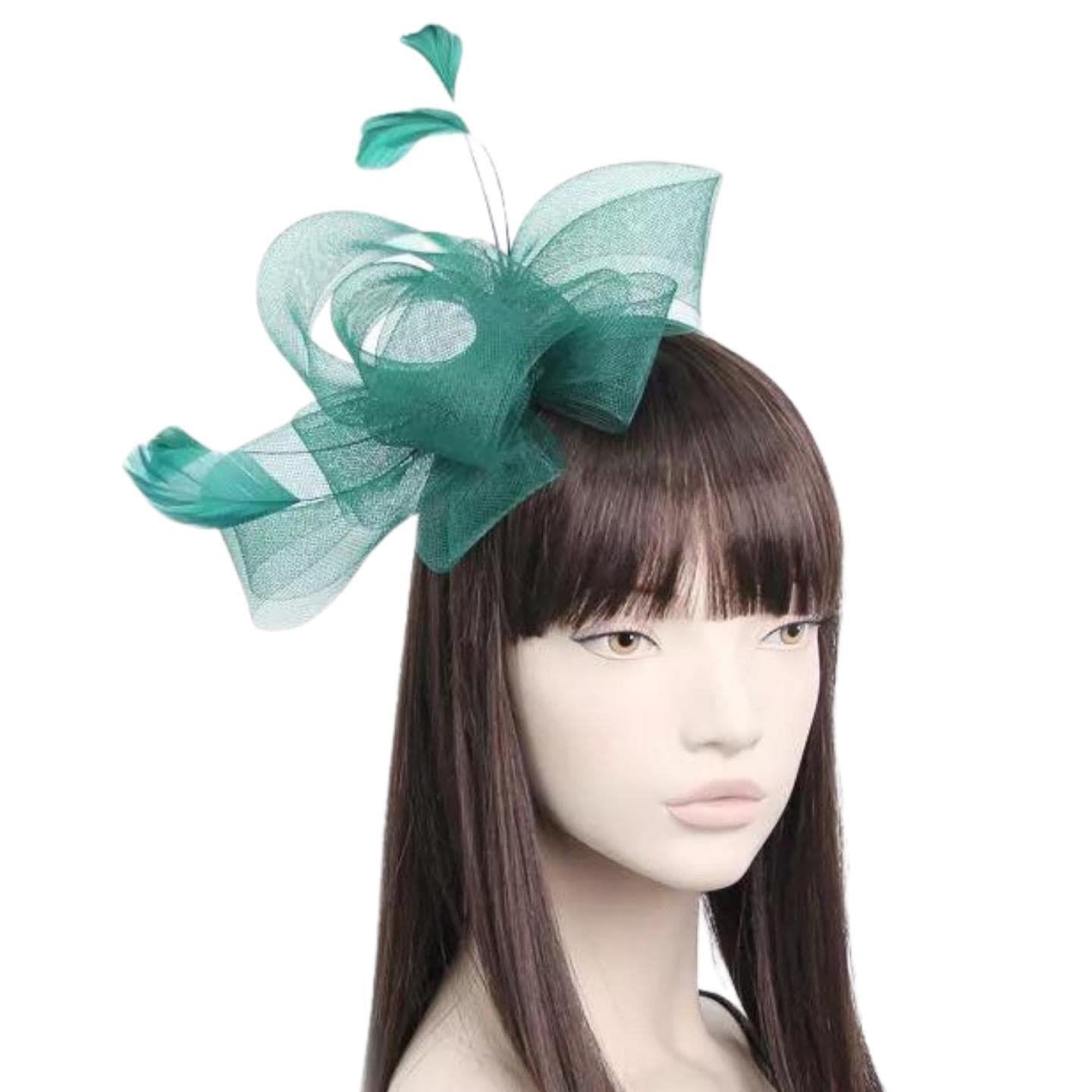 Looped Net & Feather Fascinator Headband Hair Band Fascinators Fascinator Hats