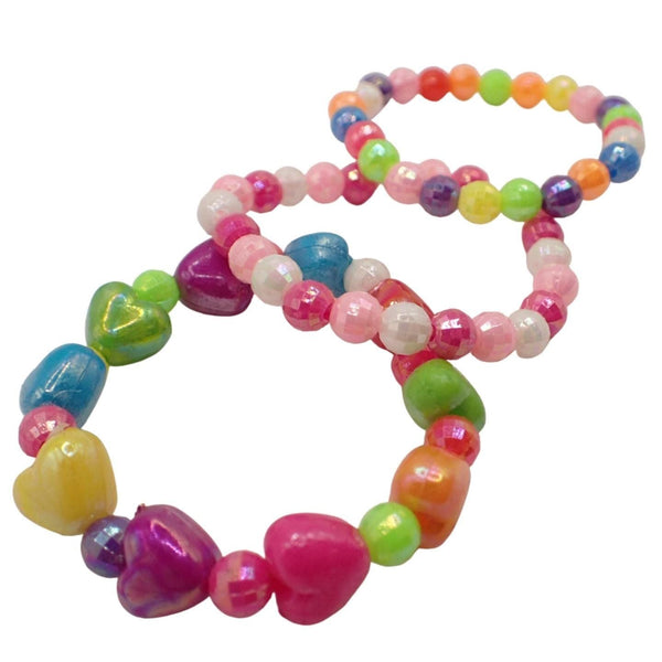Children's Pretty Plastic Bracelet Sets, Colourful Chunky Plastic Jewellery For Kids Costume Party Game Prizes, Perfect For Party Bag Present