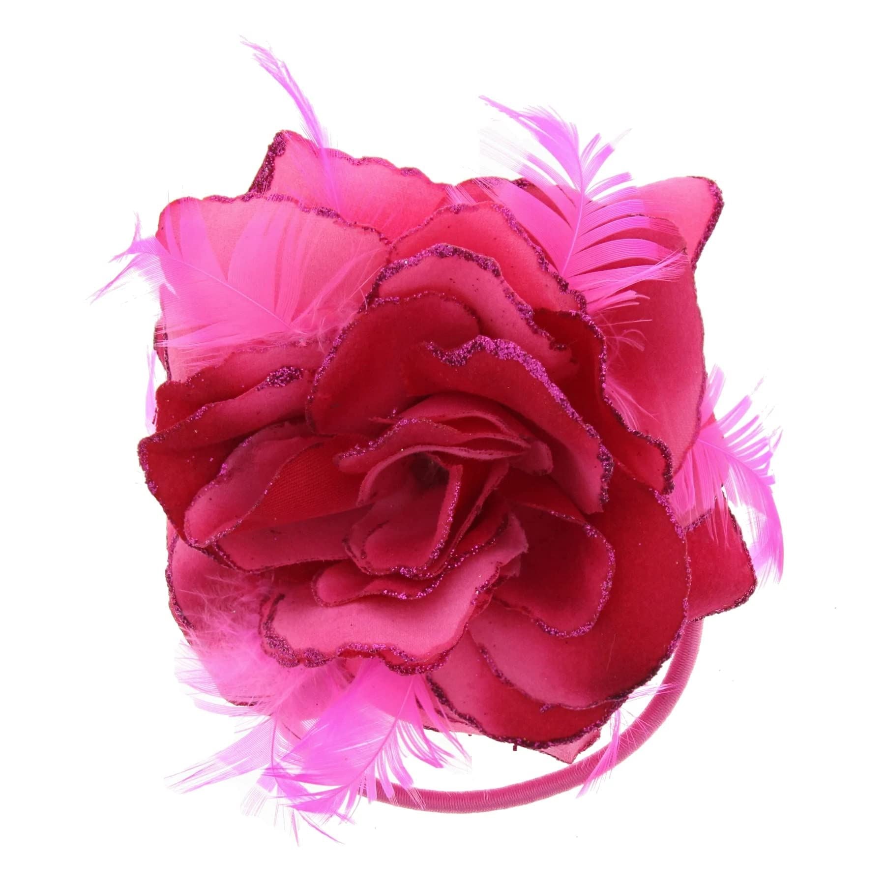 Rose Flower Hair Clip Hairband Floral Corsage Fascinator Hair Band Aligator Beak Grip for Women & Girls Wedding Prom Party Special Occasion
