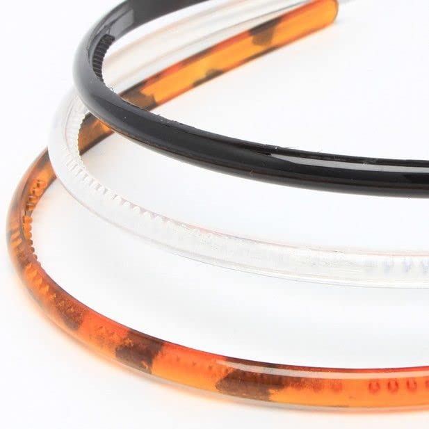 Plastic Alice Bands Hair Bands Head Bands Black Clear Tortoise Tort Brown Hairband Headband Aliceband Women Girls Men Boys Wide Teeth Comb - Pack of 3