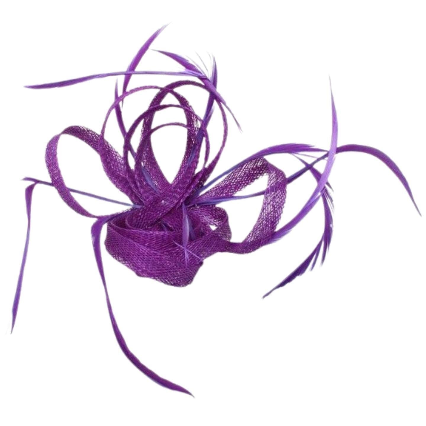 Fascinator Flower Hair Clip Flower Hair Clips Wedding Fascinator Looped Hessian Sinamay Fabric Feathers Fascinators On Brooch Pin & Clip For Girls, Women, Ladies