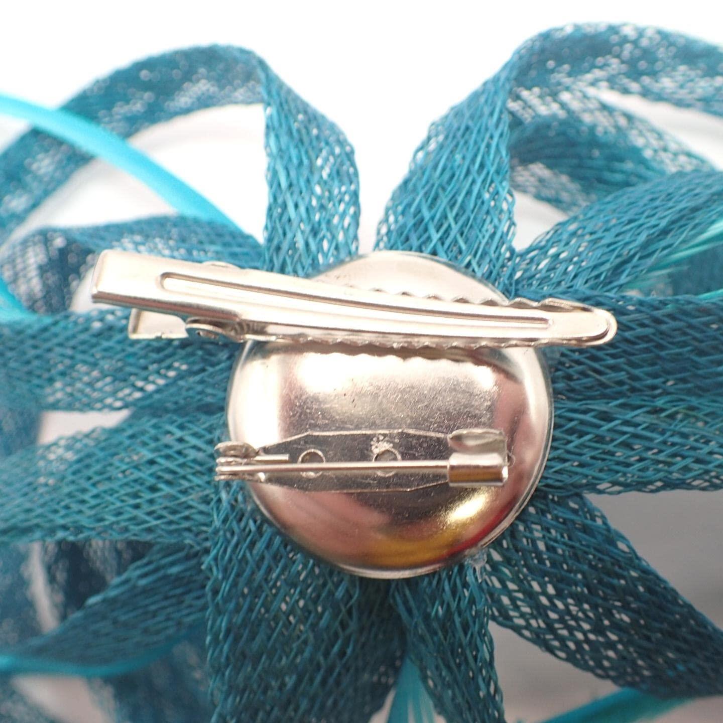 Fascinator Flower Hair Clip Flower Hair Clips Wedding Fascinator Looped Hessian Sinamay Fabric Feathers Fascinators On Brooch Pin & Clip For Girls, Women, Ladies