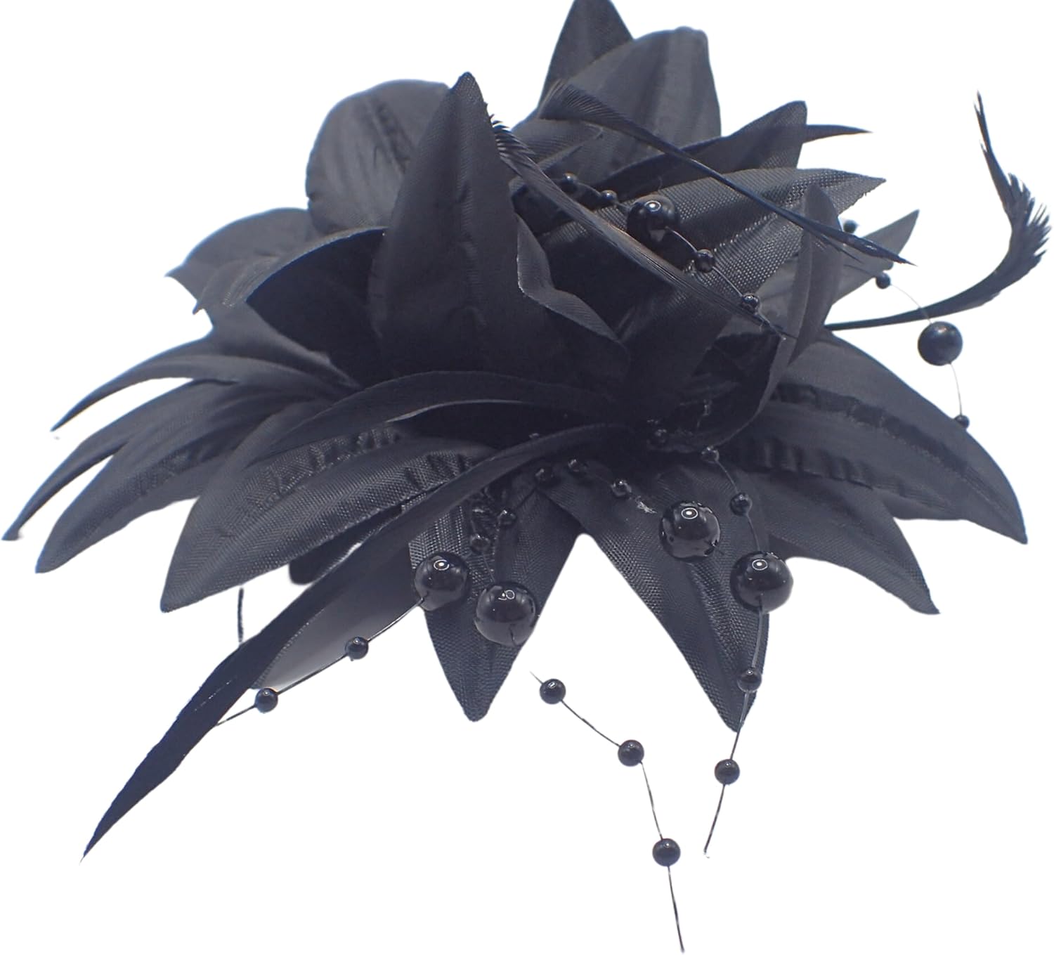 Fascinator Flower Hair Clip Beaded Wedding Fascinator Hair Clip Fascinator Hat Attached To Brooch Pin & Clip For Women, Ladies, Girls