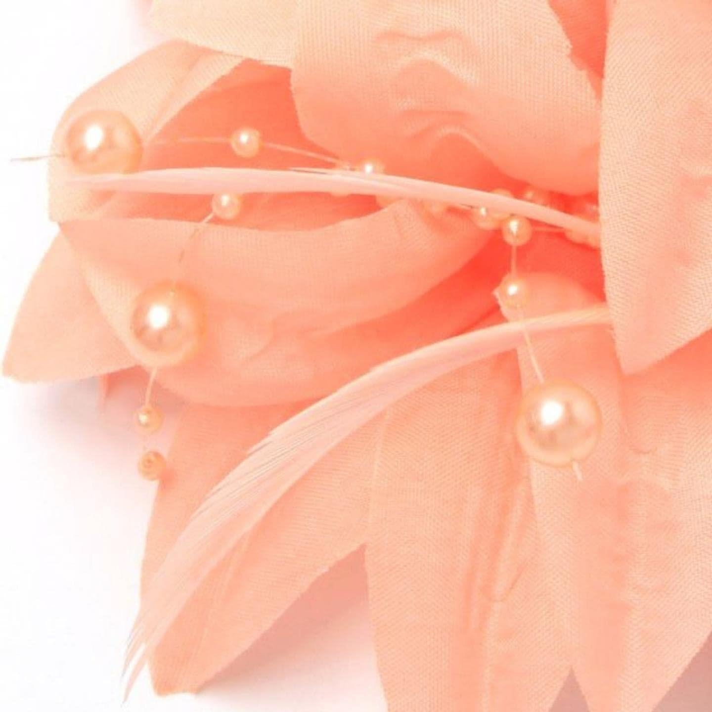 Fascinator Flower Hair Clip Beaded Wedding Fascinator Hair Clip Fascinator Hat Attached To Brooch Pin & Clip For Women, Ladies, Girls