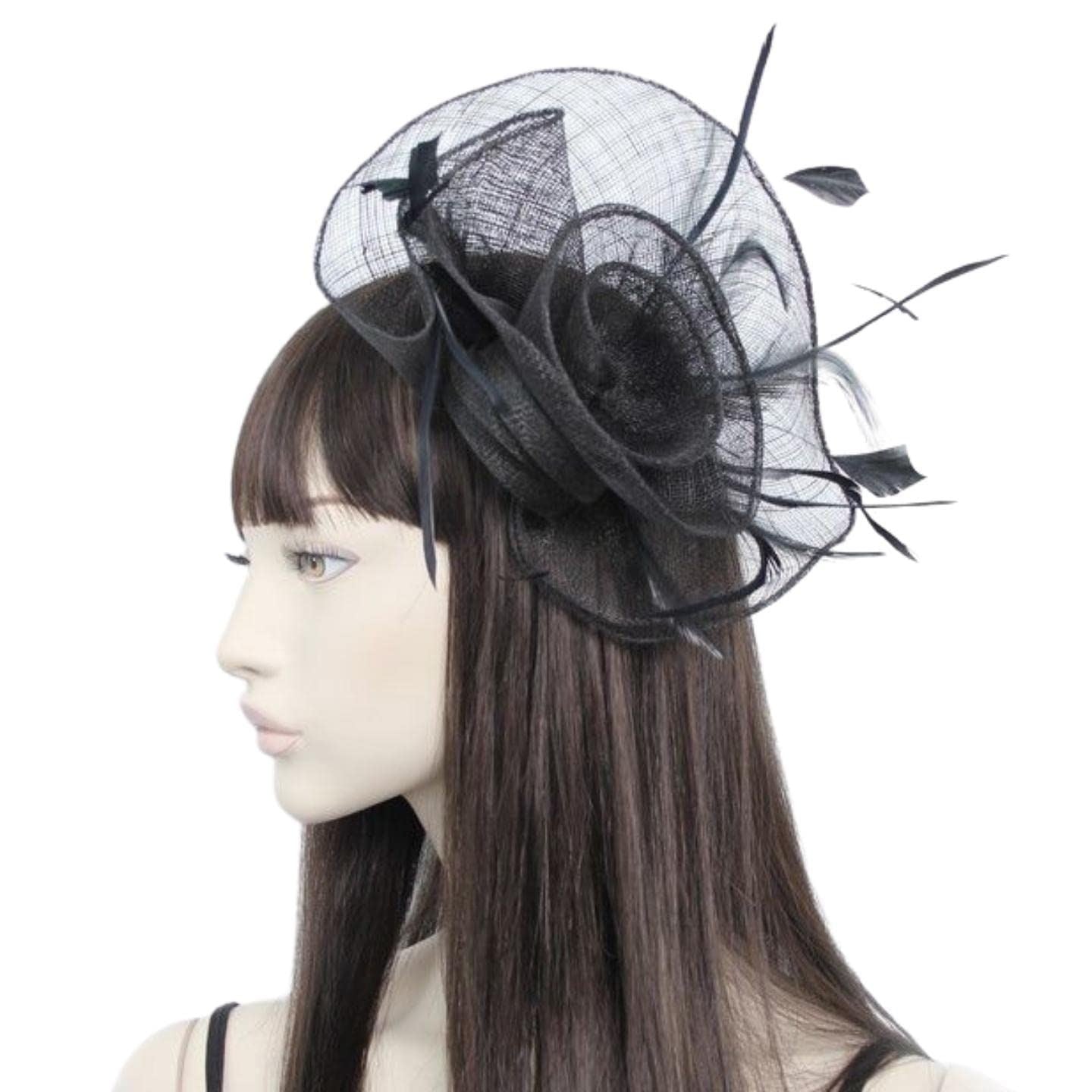 Flower Hair Clip Fascinator Hair Clip Sinamay Fascinators Hats Bridal Hair Clip Wedding Hats Cocktail Hat Royal Ascot Fascinator On 8cm/ 3.1" Clip For Girls, Women, Ladies