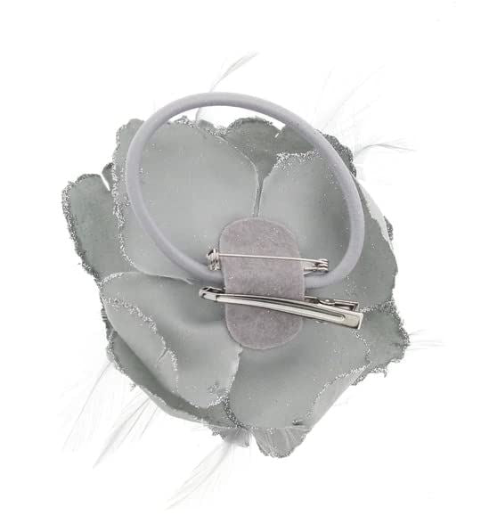 Rose Flower Hair Clip Hairband Brooch Safety Pin Hairpin Floral Corsage Fascinator Hair Band Aligator Beak Grip for Women & Girls Wedding Prom Party Special Occasion