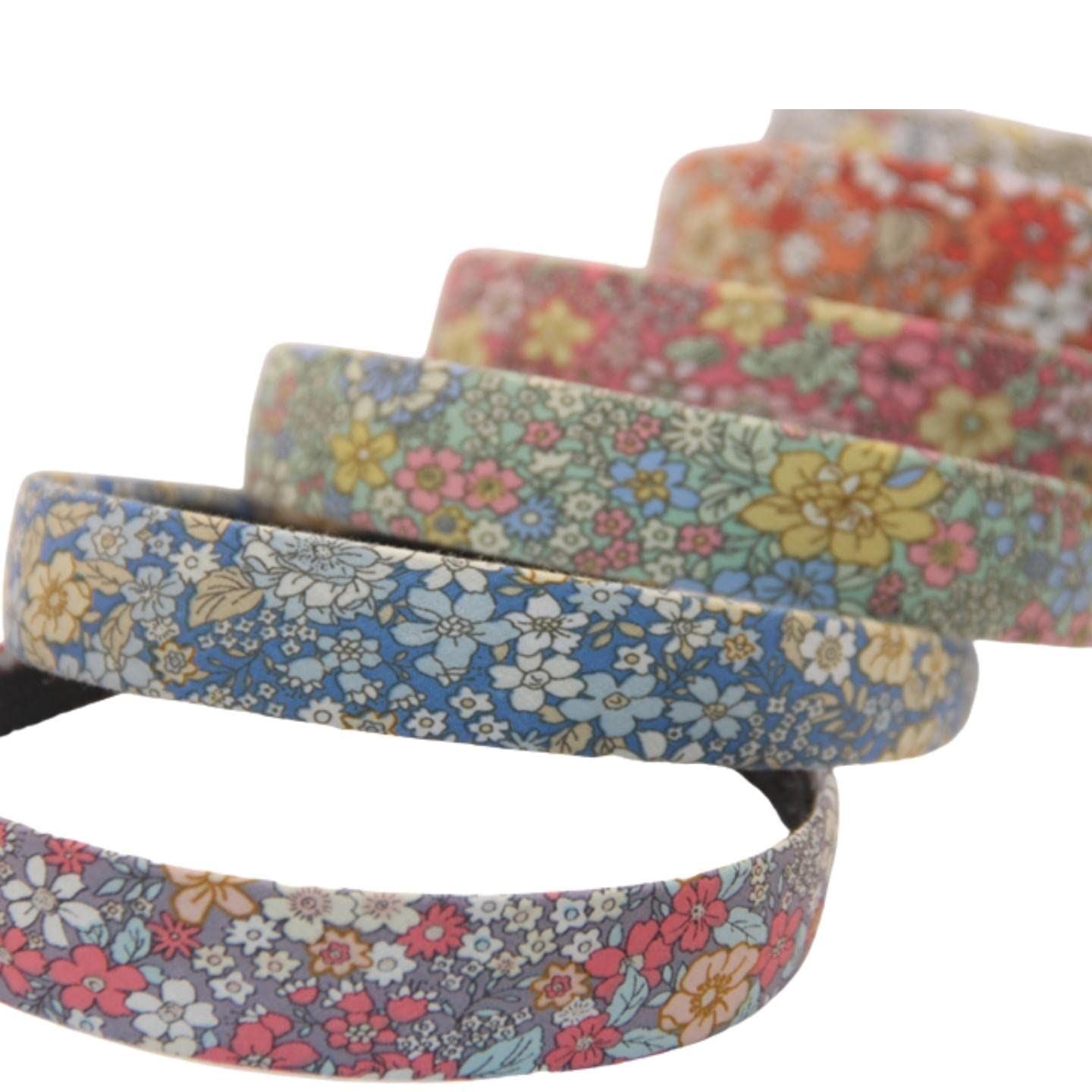 Cute, Ditsy, Thick Band Bohemian Style Women's & Girls Floral Patterned Fabric Headband Set, Multiple Coloured Flowery Pack