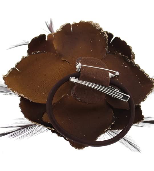 Rose Flower Hair Clip Hairband Brooch Safety Pin Hairpin Floral Corsage Fascinator Hair Band Aligator Beak Grip for Women & Girls Wedding Prom Party Special Occasion