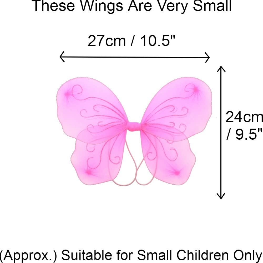 Angel Wings Fairy Butterfly Pixie Tinkerbell Fancy Dress Outfit Girls Dressing Up Costume Baby Toddler Kids Childs Small Tiny Mini Toy Fairywings Set Glitter
