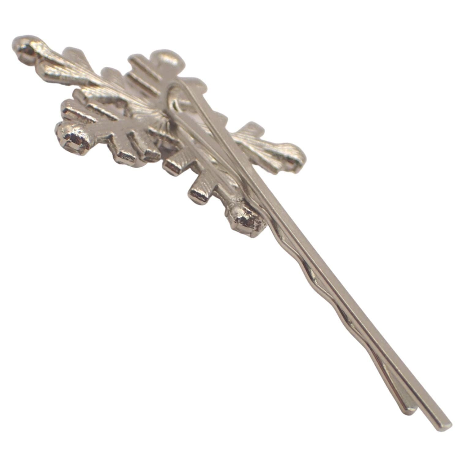 2pc Silver Rhinestone Snowflake Christmas Hair Accessories Hair Grips - Hair Slides, Hair Slides for Women or Girls, Bridal Hair Accessories, Wedding Hair Accessories for Women