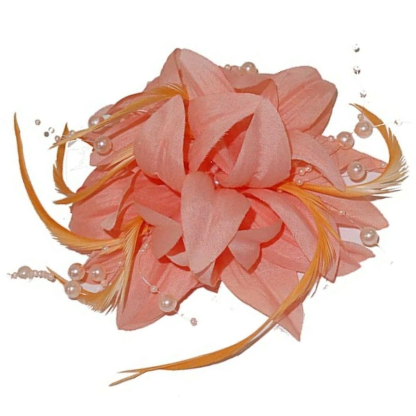 Fascinator Flower Hair Clip Beaded Wedding Fascinator Hair Clip Fascinator Hat Attached To Brooch Pin & Clip For Women, Ladies, Girls