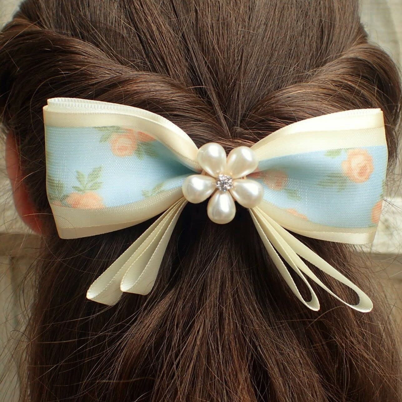 Handmade Hair Bow Clip Vintage Luxury For Wedding, Party, Special Occasion