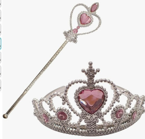 Pretty Princess Costume Set for Girls, Crown Headpiece Tiara, Wand, Tutu skirt Set, Cute Princess Costume for Halloween, Kids & Children Fairy Dress Up