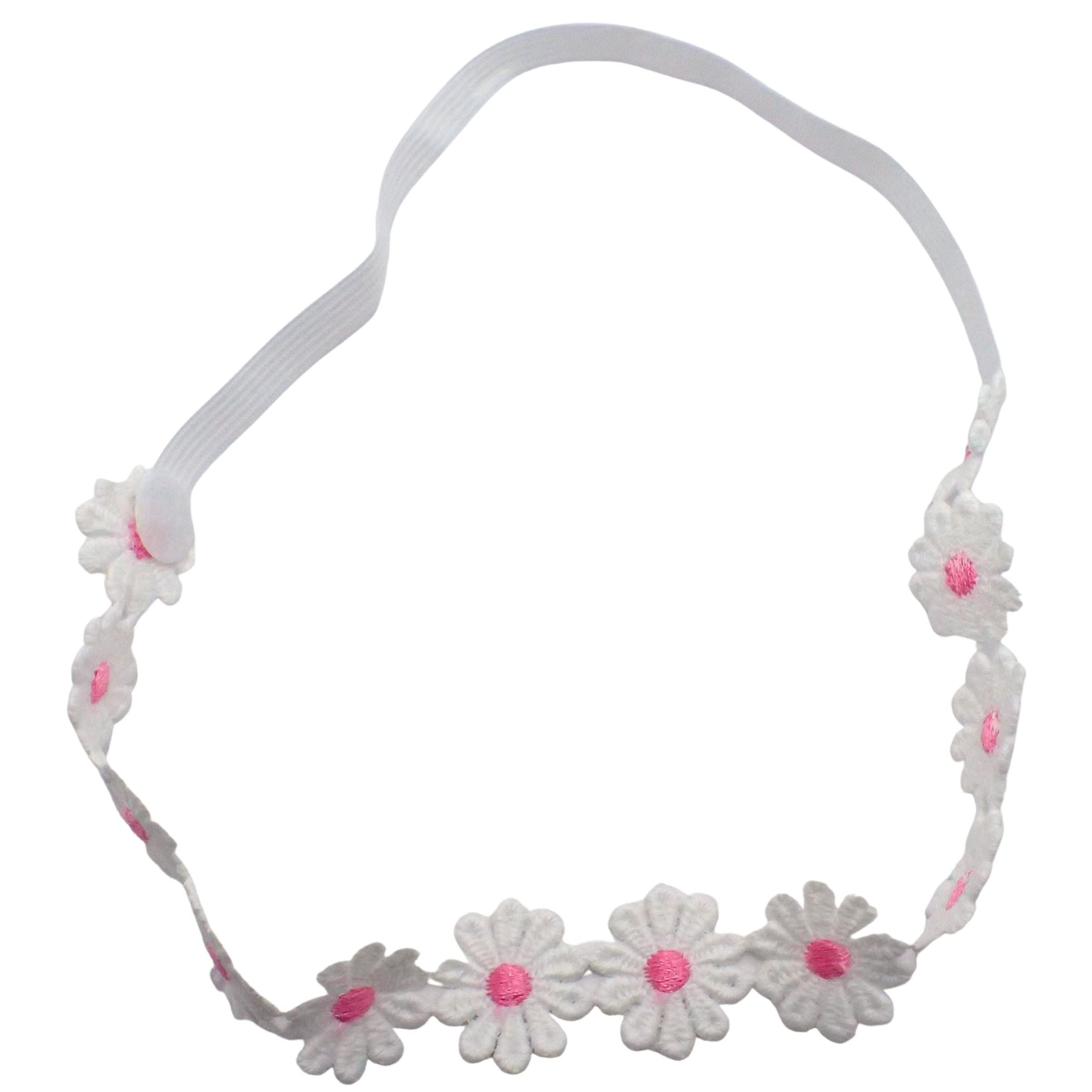 Knitted Hippy Elastic Headbands for Women & Girls, 70s Party Flower Power Stretchy Headband, Colourful Crocheted Daisy Crown Headband for Ladies