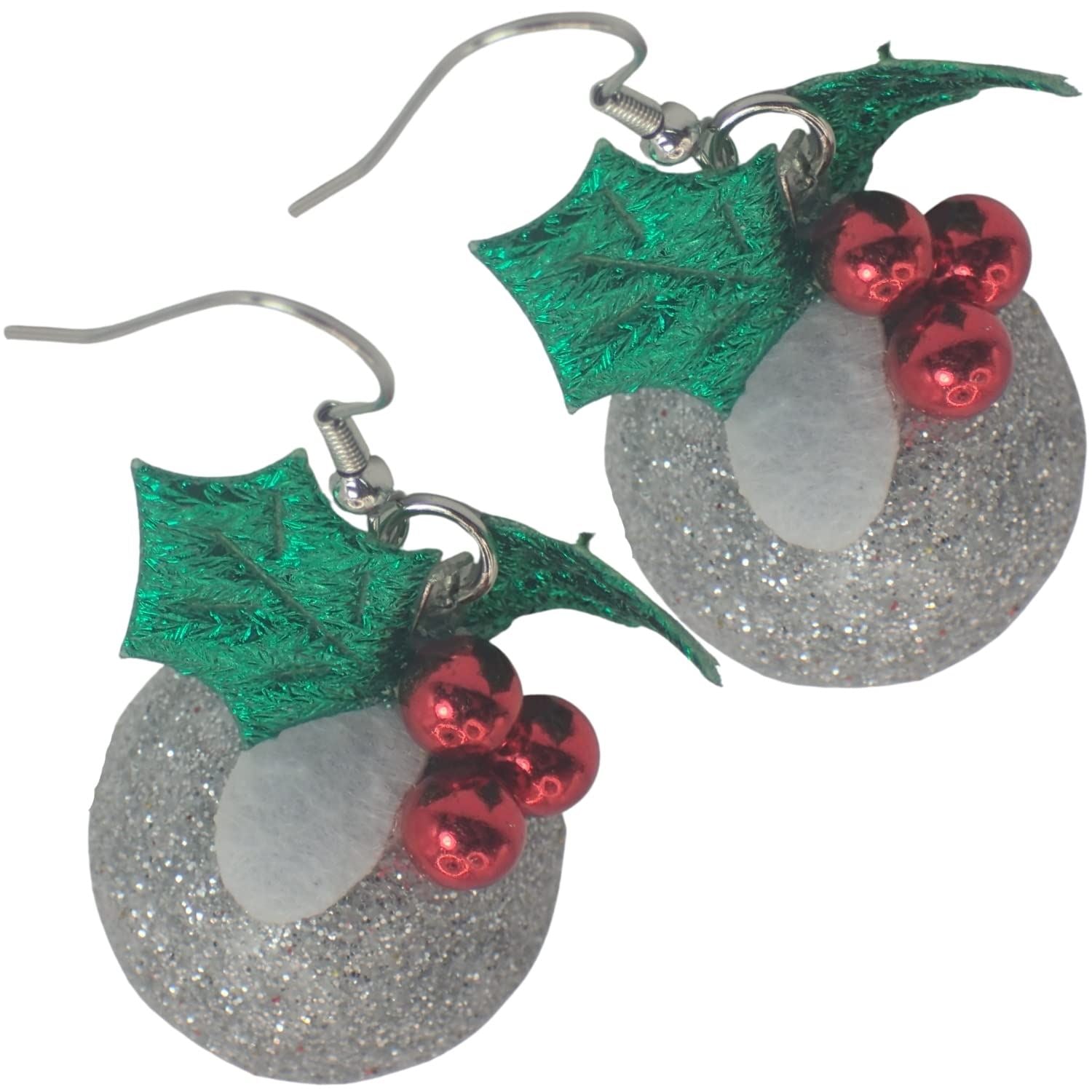 2pcs Christmas EarRings for Women or Girls, Earrings for Women Dangling Christmas Tree, Bauble, Christmas Pudding, Hooks, Studs, Reindeer Santa Hat Ho Ho Ho Holly