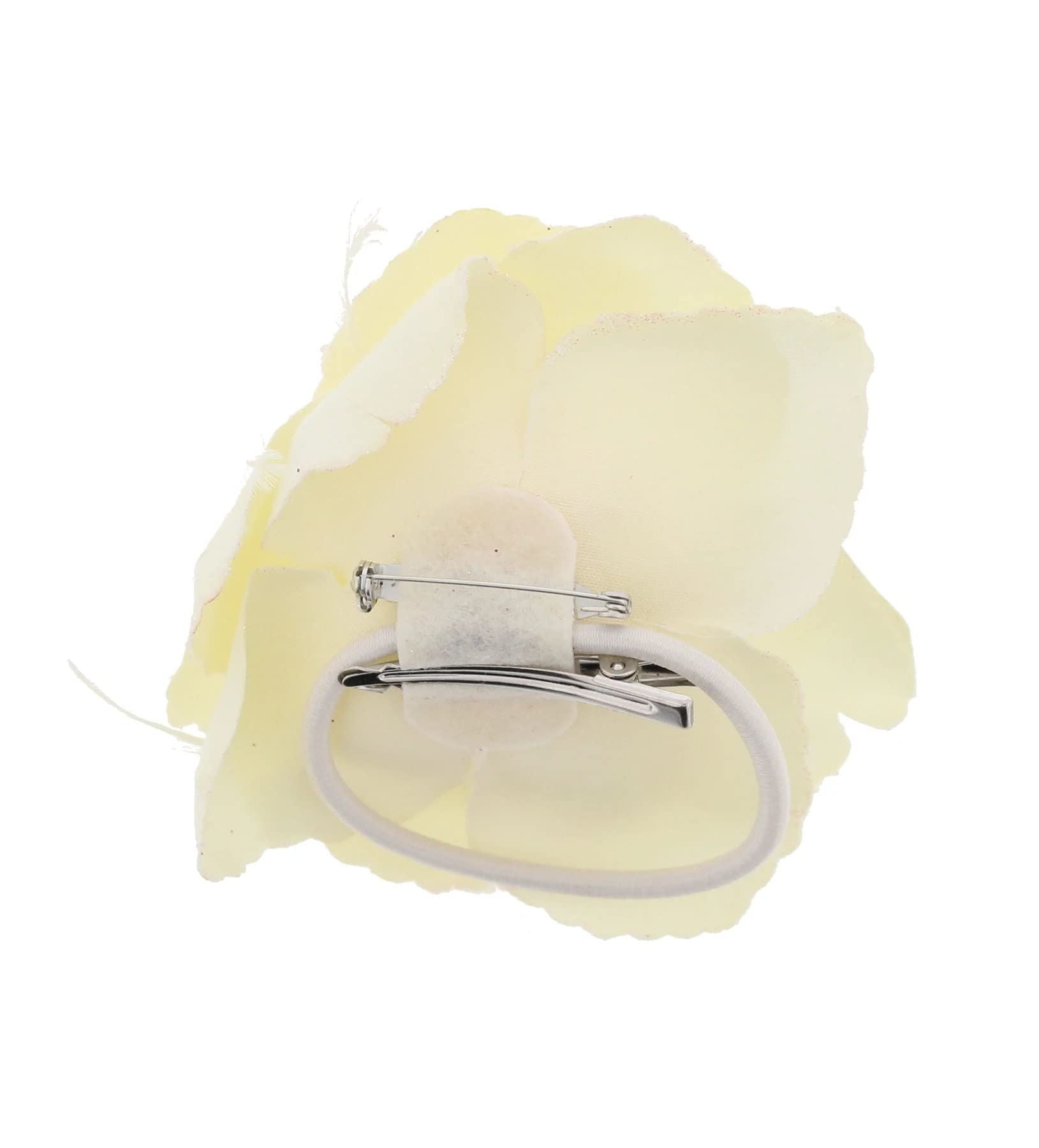 Rose Flower Hair Clip Hairband Brooch Safety Pin Hairpin Floral Corsage Fascinator Hair Band Aligator Beak Grip for Women & Girls Wedding Prom Party Special Occasion