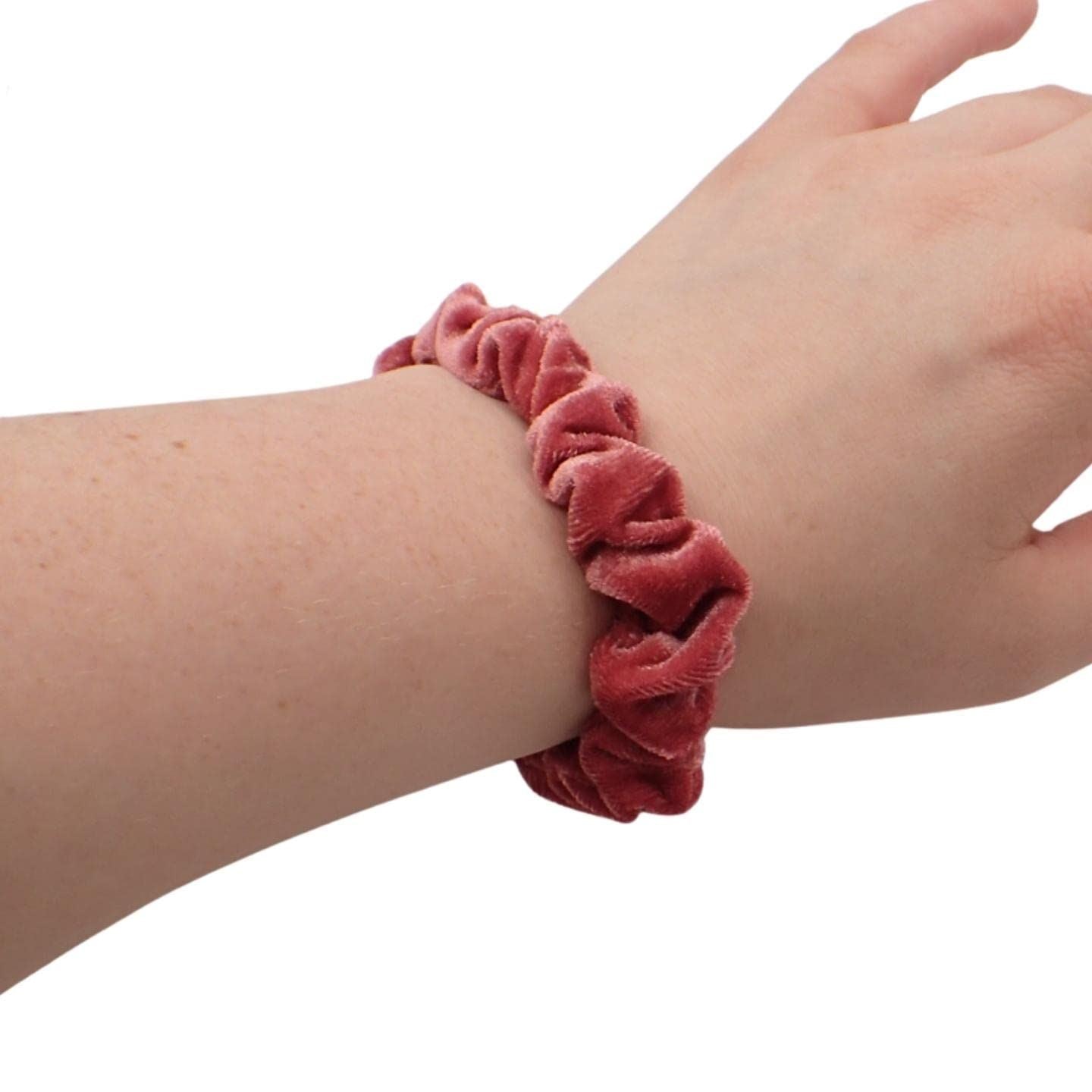 Small Skinny Velvet Hair Scrunchies Pack of 2 Scrunchies for Women & Girls, Cute Soft Scrunchy Hair Tie, Cute Hair Bobble, Velvet Hairband for Ladies & Kids Scrunchies