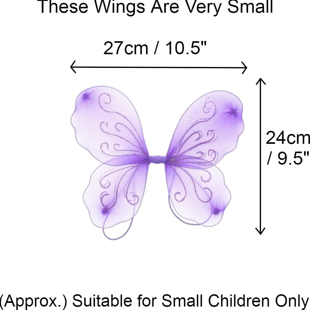 Angel Wings Fairy Butterfly Pixie Tinkerbell Fancy Dress Outfit Girls Dressing Up Costume Baby Toddler Kids Childs Small Tiny Mini Toy Fairywings Set Glitter