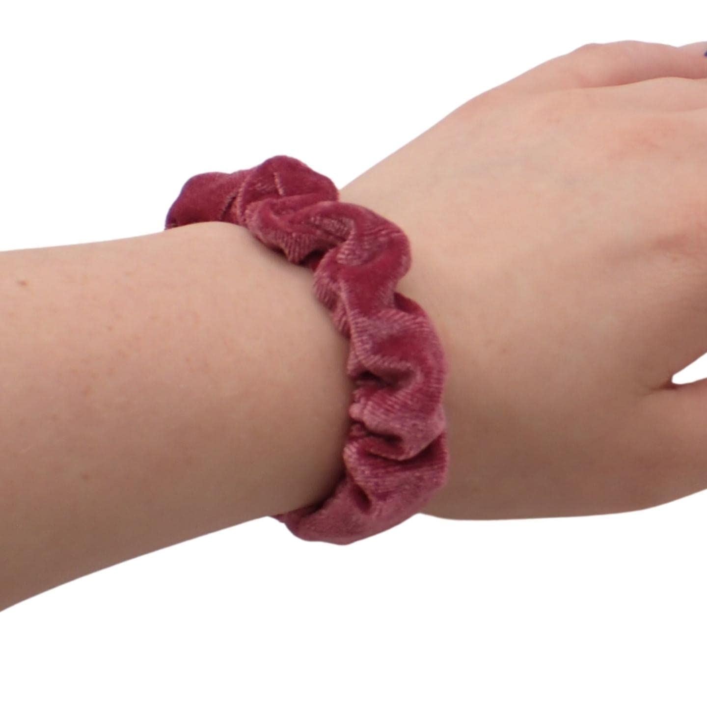 Small Skinny Velvet Hair Scrunchies Pack of 2 Scrunchies for Women & Girls, Cute Soft Scrunchy Hair Tie, Cute Hair Bobble, Velvet Hairband for Ladies & Kids Scrunchies