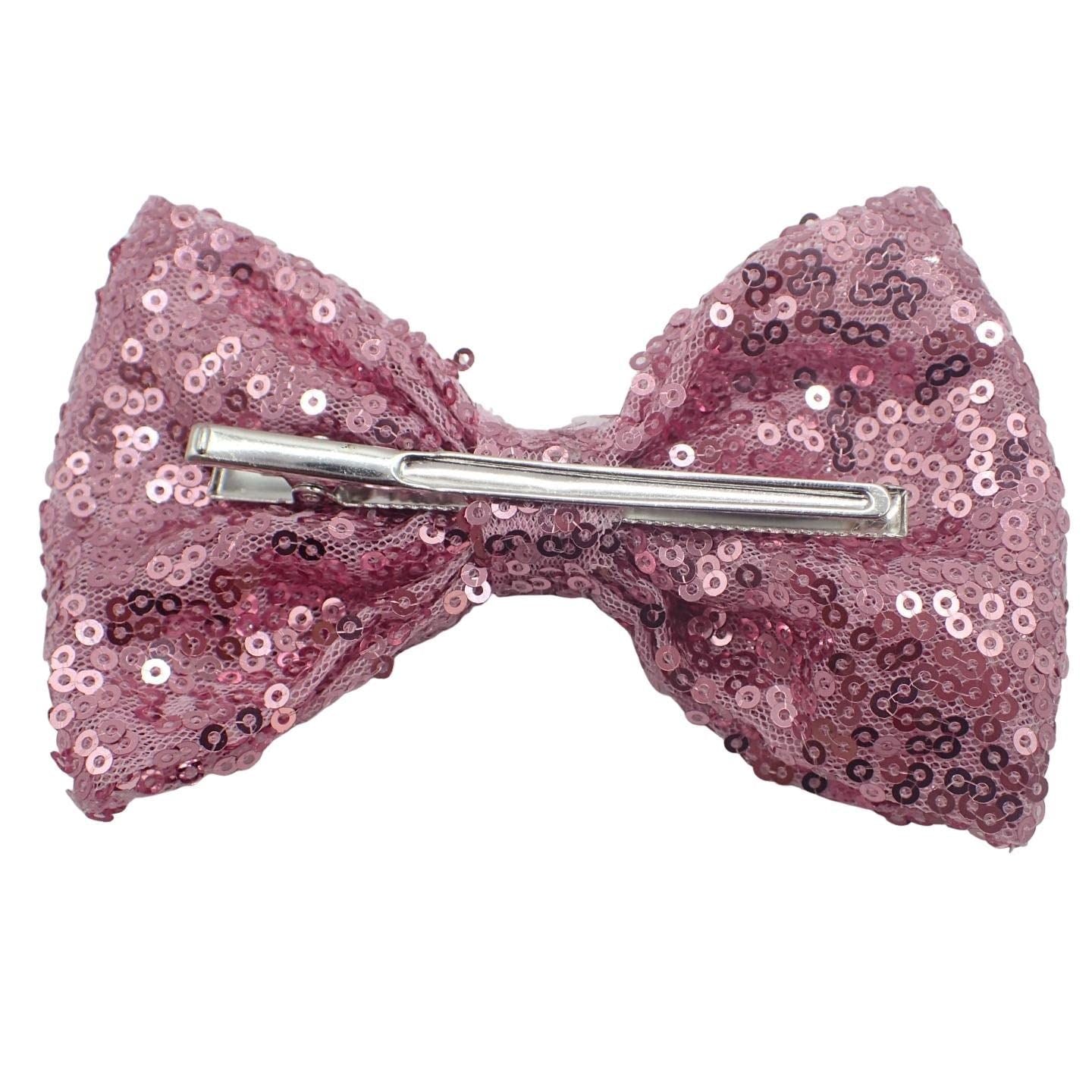 Sequin Hair Bow Large Hair Clip Sparkly & Bright Big Bling Bows For Fun Occasion, Party, Pride Pretty Colourful Sequins for Girls, Women, Ladies, Kids, Children