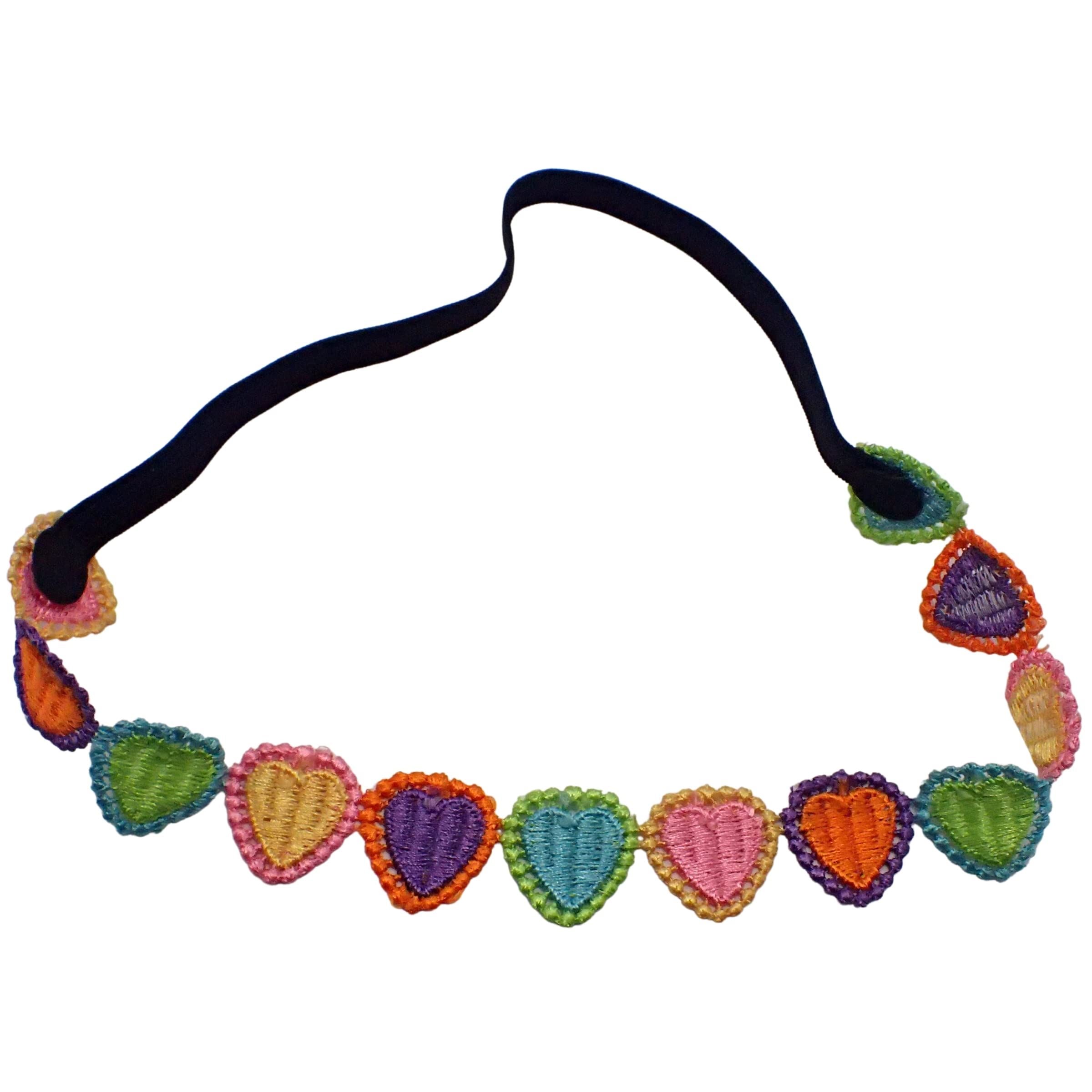 Knitted Hippy Elastic Headbands for Women & Girls, 70s Party Flower Power Stretchy Headband, Colourful Crocheted Daisy Crown Headband for Ladies