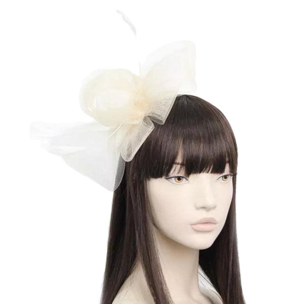 Looped Net & Feather Fascinator Headband Hair Band Fascinators Fascinator Hats