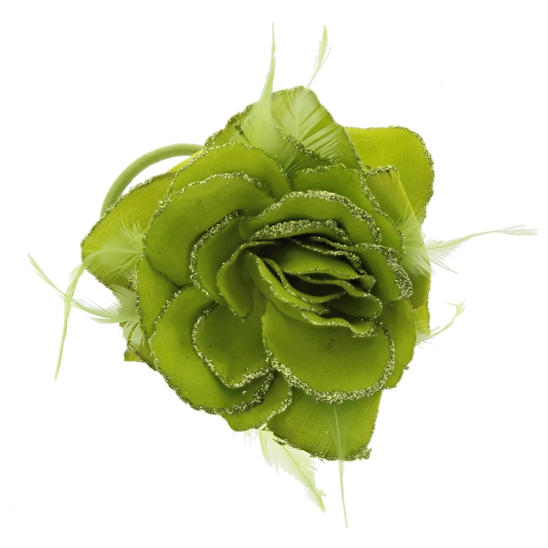 Rose Flower Hair Clip Hairband Floral Corsage Fascinator Hair Band Aligator Beak Grip for Women & Girls Wedding Prom Party Special Occasion