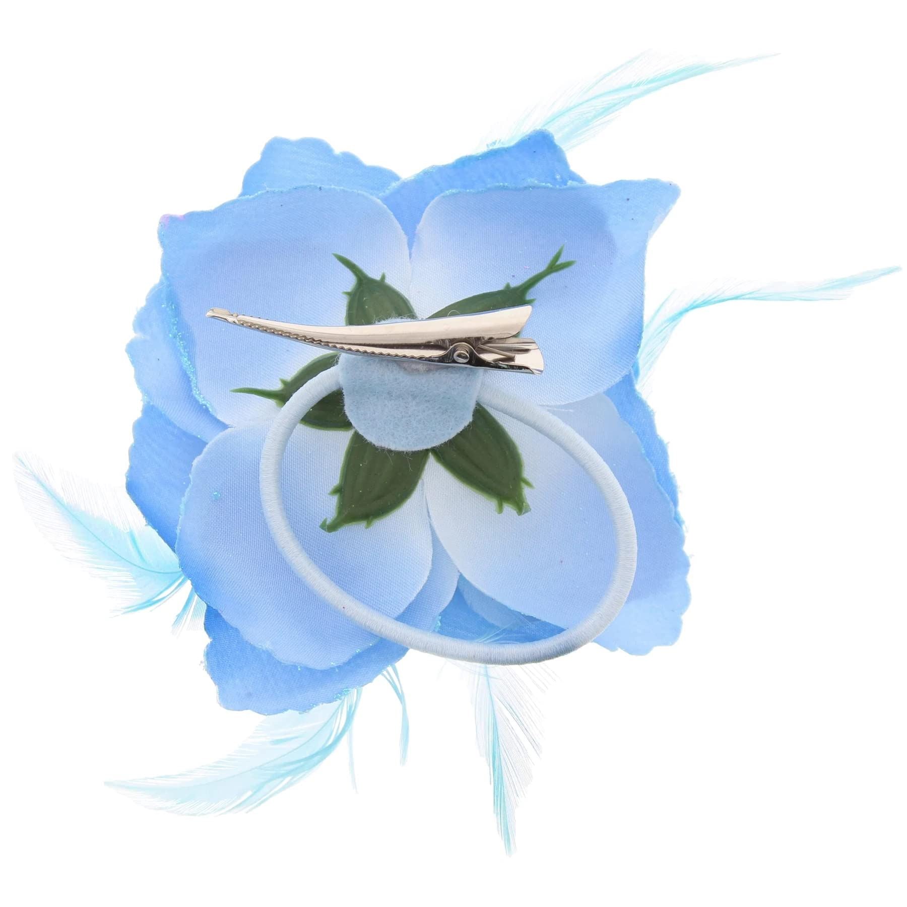 Rose Flower Hair Clip Hairband Floral Corsage Fascinator Hair Band Aligator Beak Grip for Women & Girls Wedding Prom Party Special Occasion